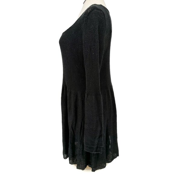 Venus Black Ribbed Knit Long Sleeve Sweater Dress 2X Flared Hem Lightweight NWT - Picture 12 of 16